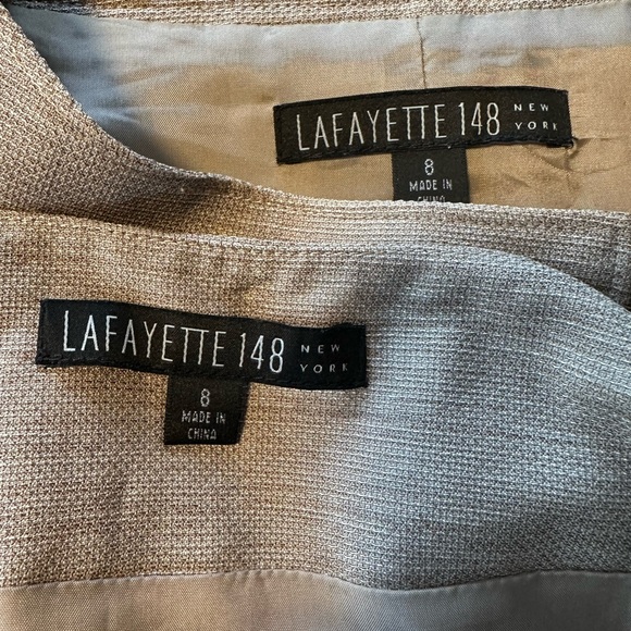 Lafayette 148 Wool Blend Taupe Blazer Skirt Suit Set Size 8 Career Boardroom - Picture 5 of 17